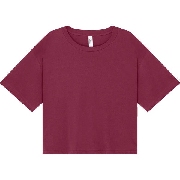 American Apparel 102 Boxy Cropped T-Shirt (Burgundy)
