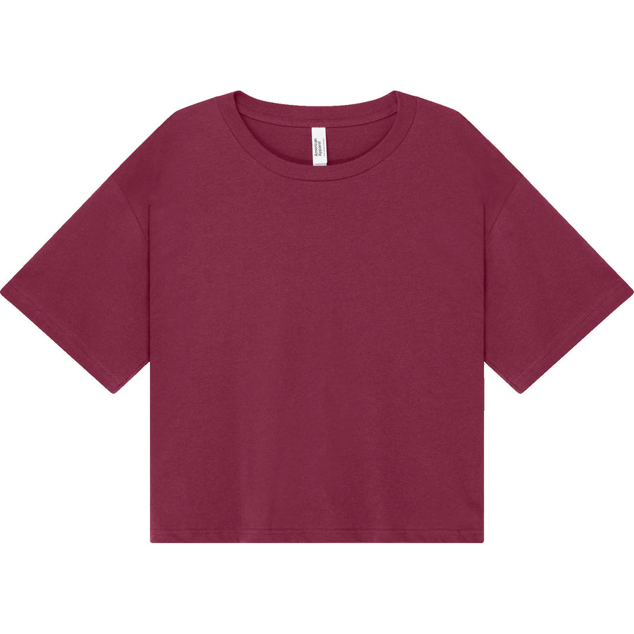 American Apparel 102 Boxy Cropped T-Shirt (Burgundy)