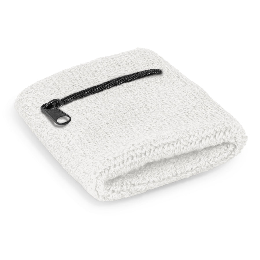 Current Wrist Sweat Band with Pocket (White)
