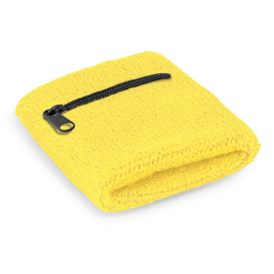 Current Wrist Sweat Band with Pocket (Yellow)
