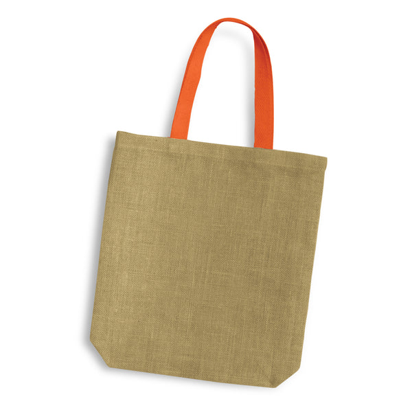 Harbour Jute Tote Bag - Coloured Handles (Orange)