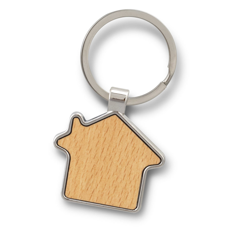 Tab House Shaped Key Ring (Silver/Natural)