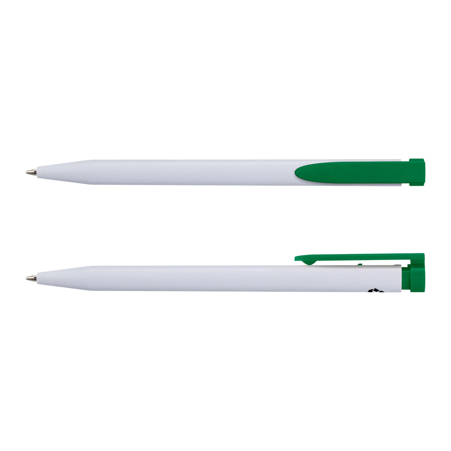 Sage Recycled Plastic Pen (White/Dark Green)