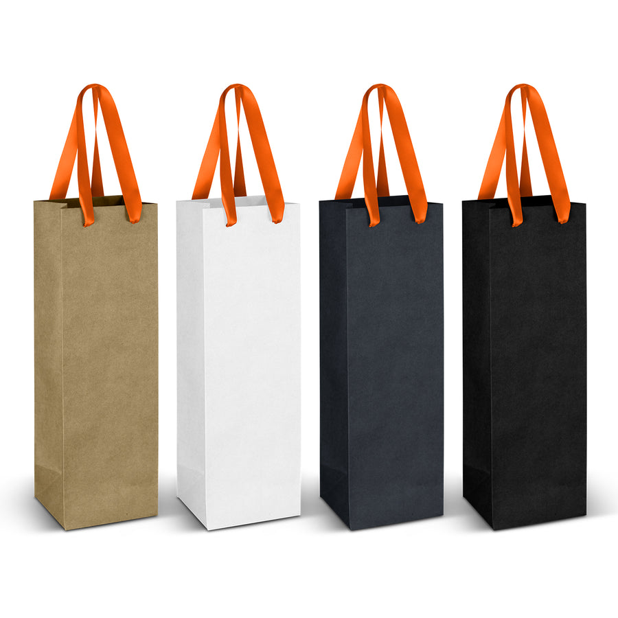 Vineyard Ribbon Handle Paper Bag (Orange)