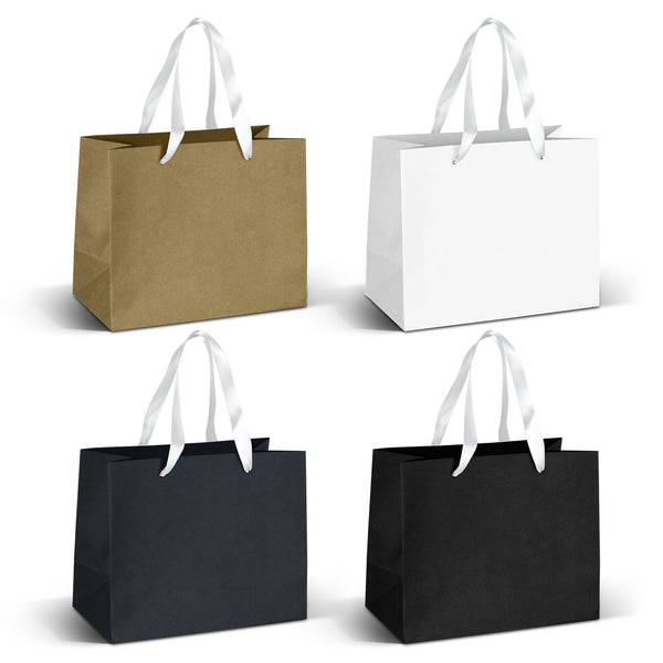 Boutique Medium Ribbon Handle Paper Bag (White)