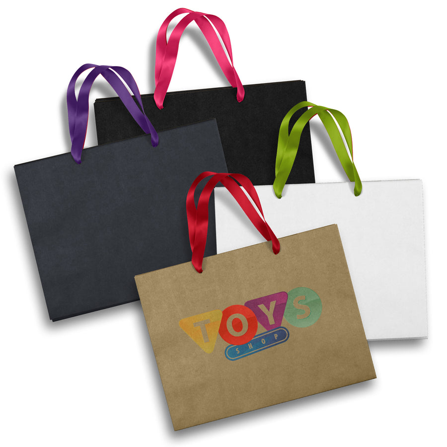 Boutique Large Ribbon Handle Paper Bag (Light Blue)