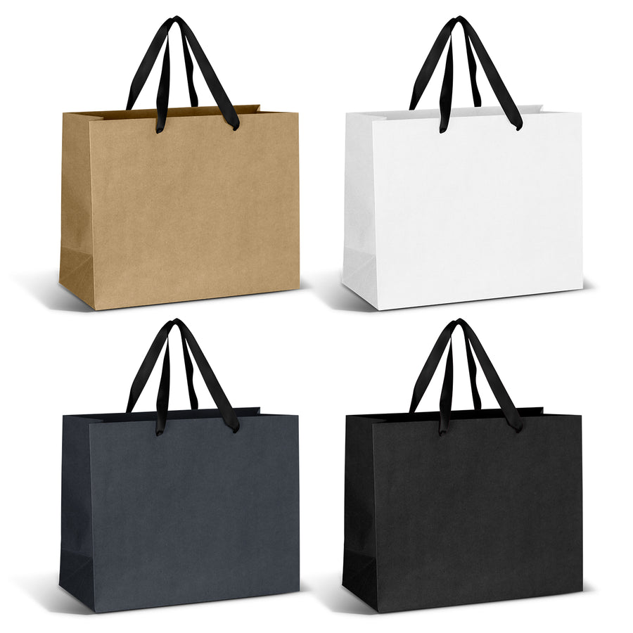 Boutique Large Ribbon Handle Paper Bag (Black)