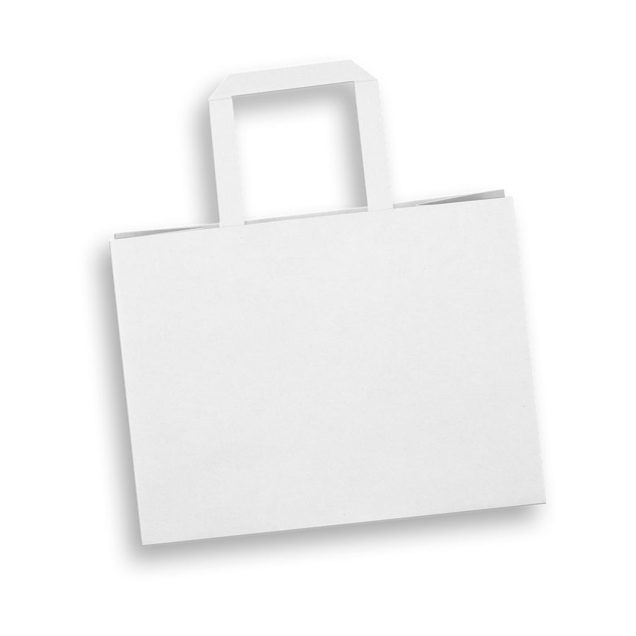 Kraft Medium Flat Handle Paper Bag Landscape (White)