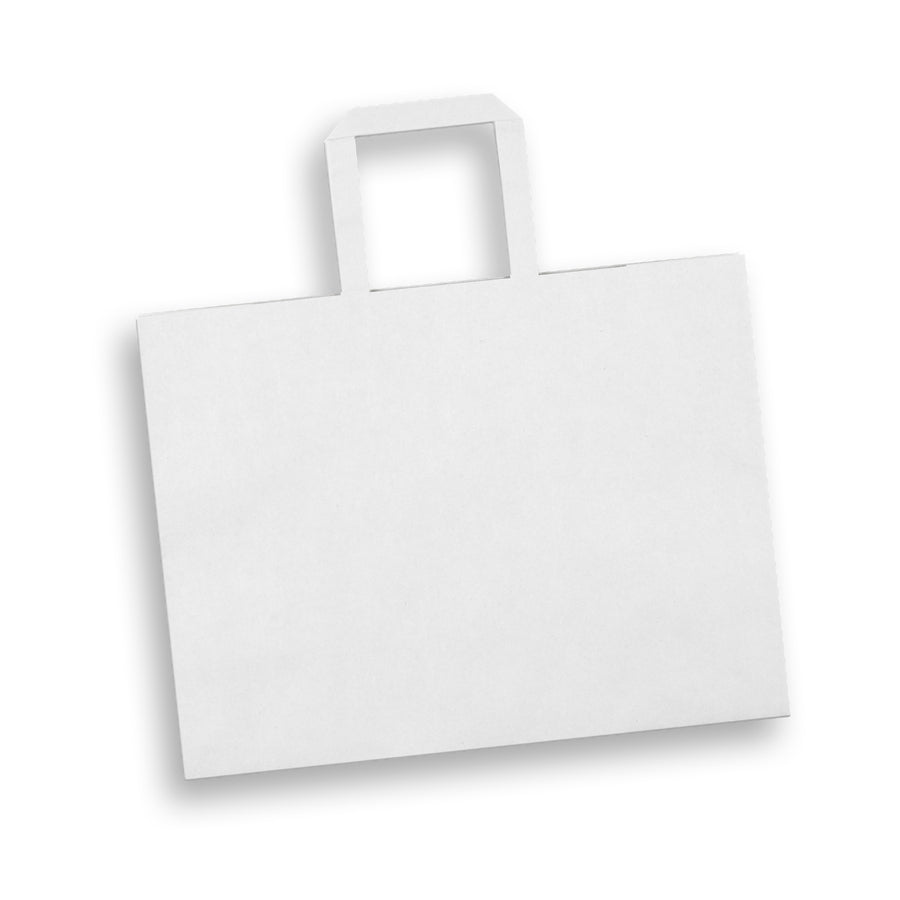 Canvas Large Flat Handle Paper Bag Landscape (White)