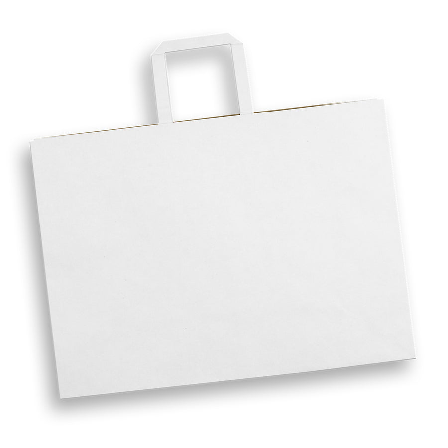Canvas Extra Large Flat Handle Paper Bag Landscape (White)