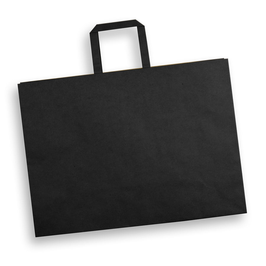 Canvas Extra Large Flat Handle Paper Bag Landscape (Black)