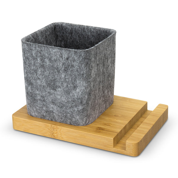 NATURA Bamboo Phone Stand Desk Caddy (Natural/Grey)