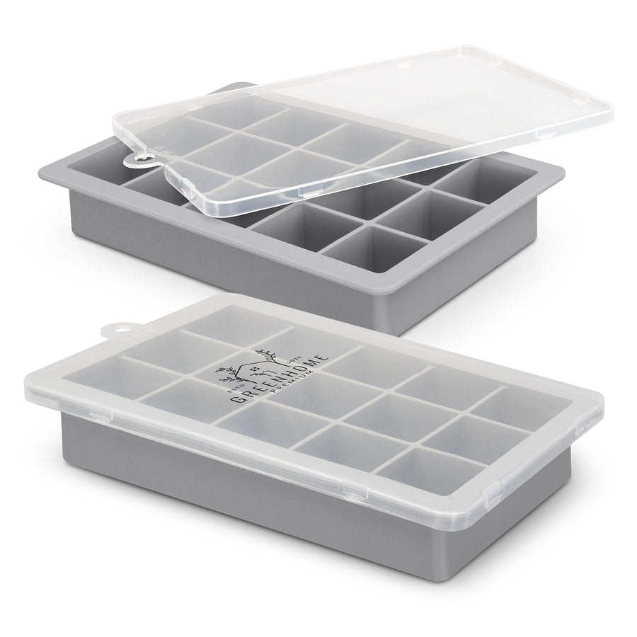 Glacier Blizzard Ice Tray with Lid (Grey Base/Transparent Lid)