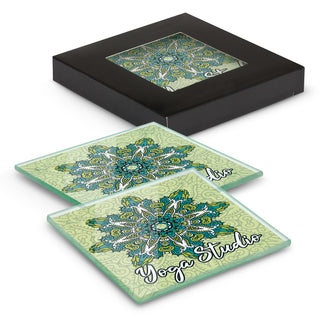 Agogo Venice Glass Coaster Set of 2 Square - Full Colour - 120164