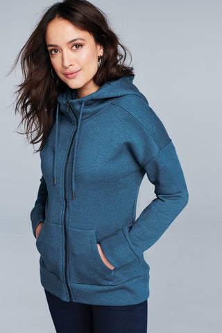 District Women's Perfect Weight Fleece Drop Shoulder Full-Zip Hoodie - DT1104