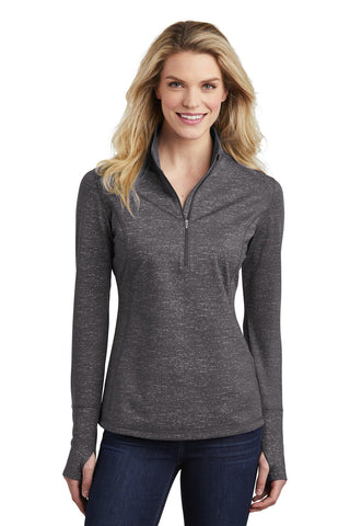 Sport-Tek Ladies Sport-Wick Stretch Reflective Heather 1/2-Zip Pullover - LST855