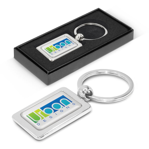 Chrome Rectangular Metal Key Ring (Shiny Chrome)