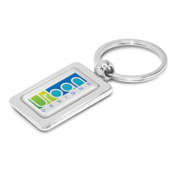 Chrome Rectangular Metal Key Ring (Shiny Chrome)