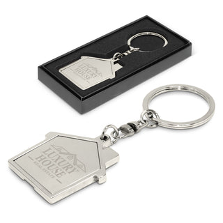 Haven House Metal Key Ring (Shiny Chrome) — Gift Box