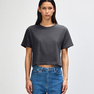 American Apparel 102 Boxy Cropped T-Shirt (Asphalt)