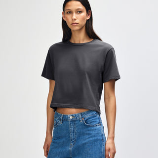 American Apparel 102 Boxy Cropped T-Shirt (Asphalt)