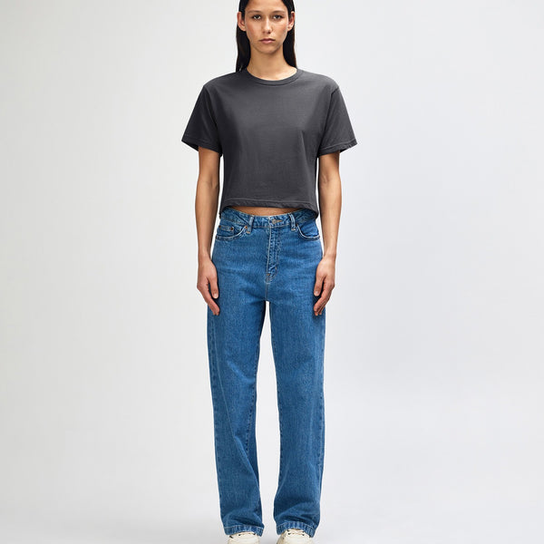 American Apparel 102 Boxy Cropped T-Shirt (Asphalt)