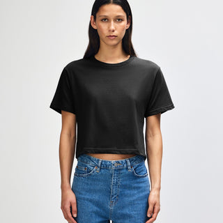 American Apparel 102 Boxy Cropped T-Shirt (Black)