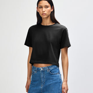 American Apparel 102 Boxy Cropped T-Shirt (Black)