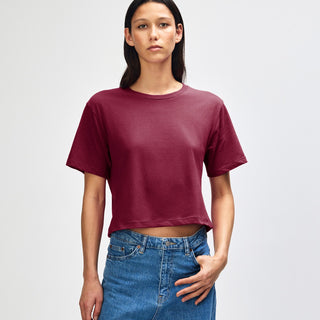 American Apparel 102 Boxy Cropped T-Shirt (Burgundy)