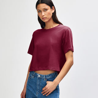 American Apparel 102 Boxy Cropped T-Shirt (Burgundy)