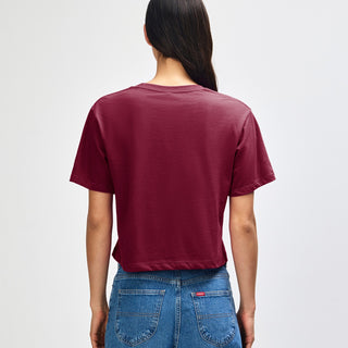 American Apparel 102 Boxy Cropped T-Shirt (Burgundy)