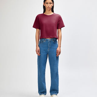 American Apparel 102 Boxy Cropped T-Shirt (Burgundy)