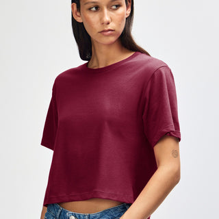 American Apparel 102 Boxy Cropped T-Shirt (Burgundy)