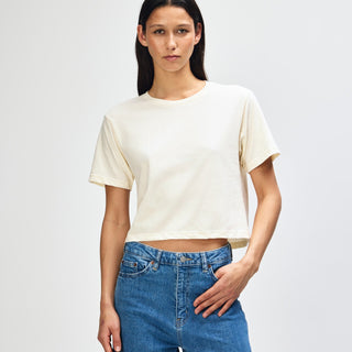 American Apparel 102 Boxy Cropped T-Shirt (Cream)