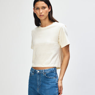 American Apparel 102 Boxy Cropped T-Shirt (Cream)