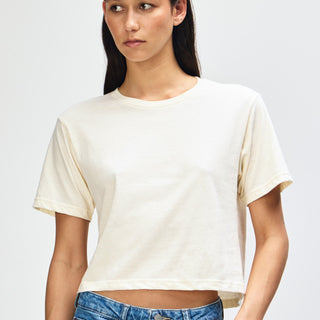 American Apparel 102 Boxy Cropped T-Shirt (Cream)