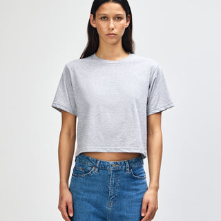 American Apparel 102 Boxy Cropped T-Shirt (Heather Grey)