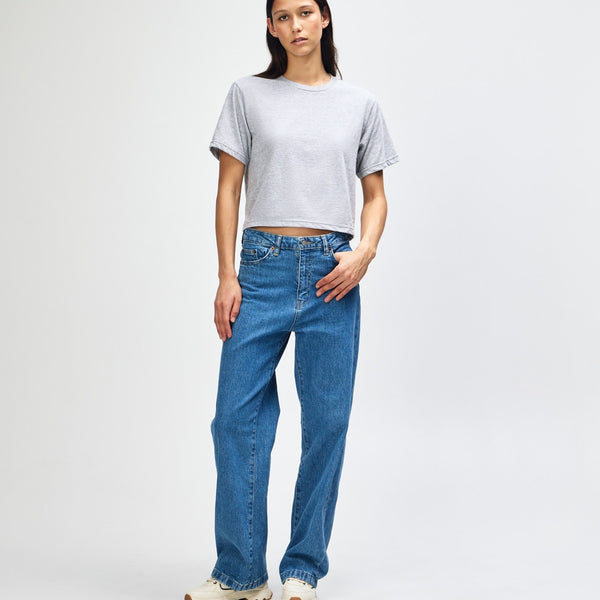 American Apparel 102 Boxy Cropped T-Shirt (Heather Grey)