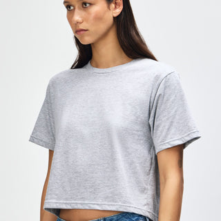 American Apparel 102 Boxy Cropped T-Shirt (Heather Grey)