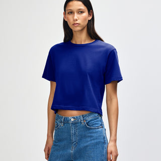 American Apparel 102 Boxy Cropped T-Shirt (Lapis)