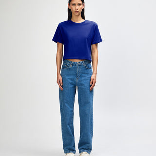 American Apparel 102 Boxy Cropped T-Shirt (Lapis)