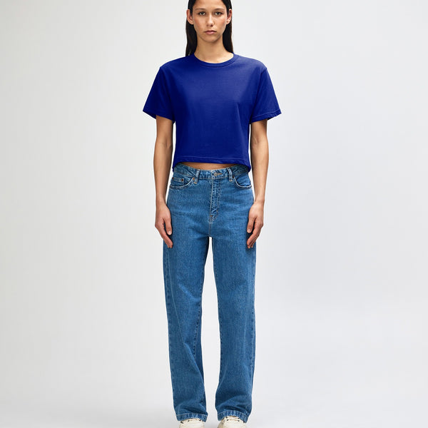 American Apparel 102 Boxy Cropped T-Shirt (Lapis)