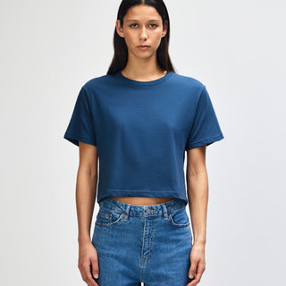 American Apparel 102 Boxy Cropped T-Shirt (Sea Blue)