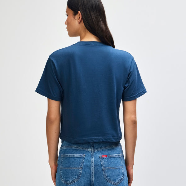 American Apparel 102 Boxy Cropped T-Shirt (Sea Blue)