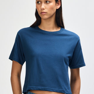 American Apparel 102 Boxy Cropped T-Shirt (Sea Blue)
