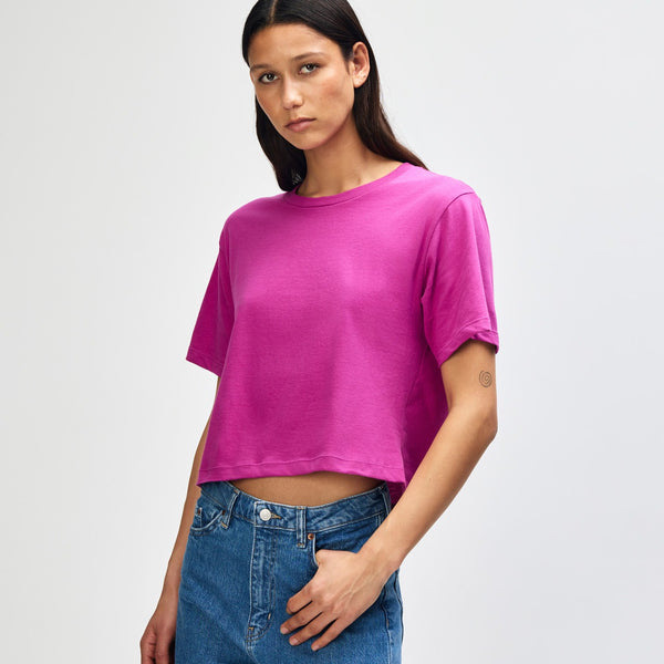 American Apparel 102 Boxy Cropped T-Shirt (Super Pink)