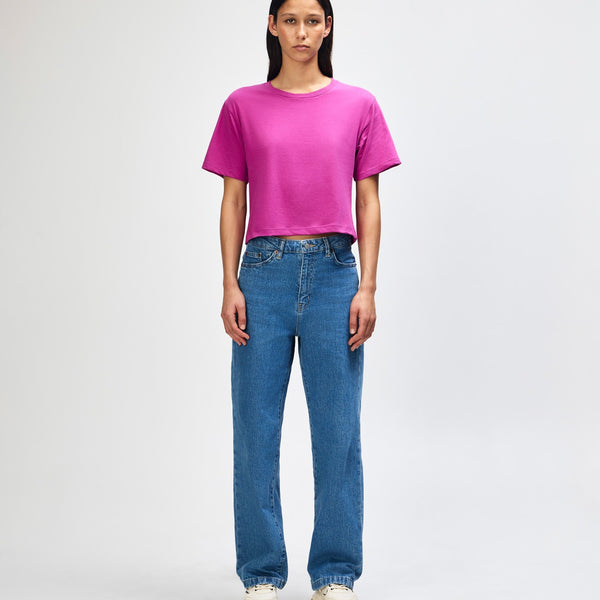 American Apparel 102 Boxy Cropped T-Shirt (Super Pink)