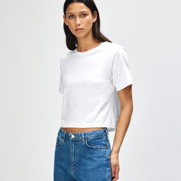 American Apparel 102 Boxy Cropped T-Shirt (White)