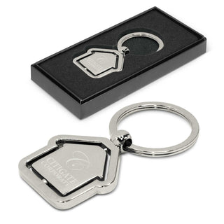 Agogo Spinning House Metal Key Ring (Shiny Chrome)