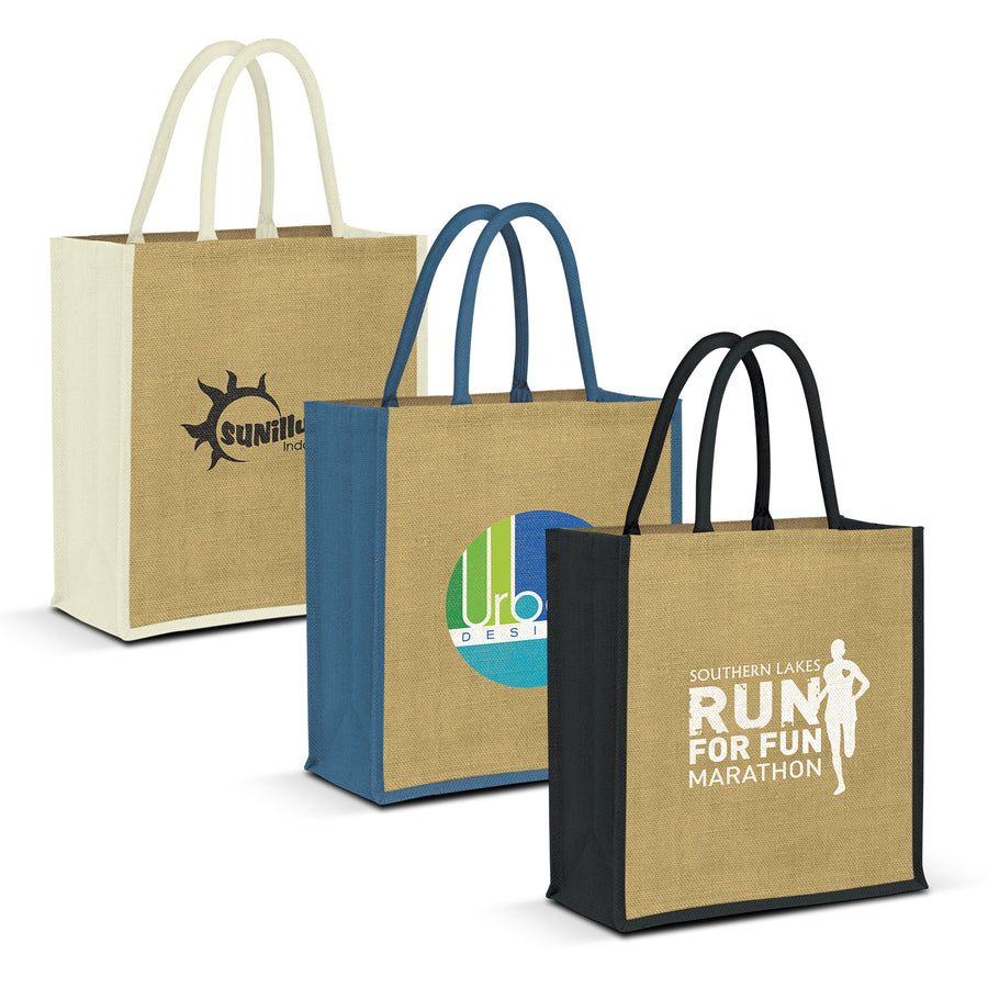 Harbour Jute Tote Bag (Natural/Blue)